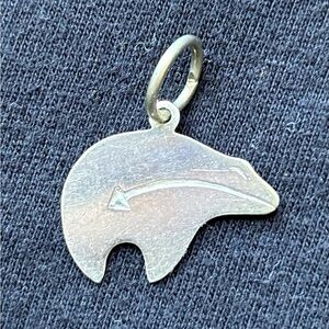 925 Sterling Silver Vintage Heartline Bear Zuni Navajo Style Charm Pendant